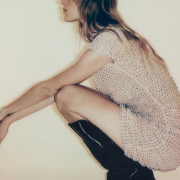 ZARA BLOGGER FAVORITE SHORT MESH RHINESTONE DRESS - Picture 9 of 13